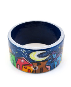 Bracciale dipinto a mano – Cartoon city night