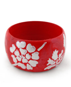 Bracciale dipinto a mano – White on red