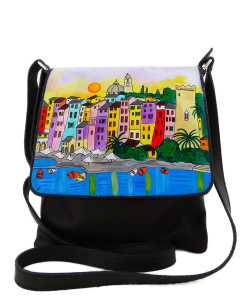 Borsa dipinta a mano – Tramonto a Porto Venere