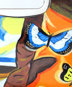 Borsa dipinta a mano – Paesaggio con farfalle di Dalì