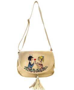 Borsa in pelle dipinta a mano – Dolci innamorati omaggio a Peynet