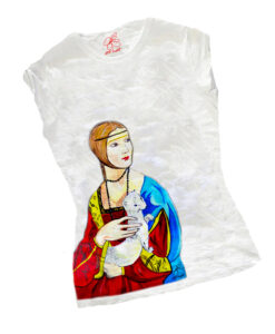 T-shirt dipinta a mano - Dama con ermellino di Leonardo