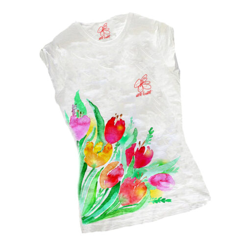 T-shirt dipinta a mano - Tulipani