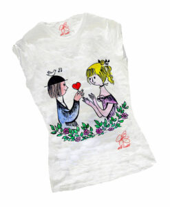 T-shirt dipinta a mano - Dolci innamorati … omaggio a Peynet