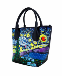 Borsa dipinta a mano – La notte stellata di Van Gogh