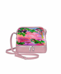 Borsa in pelle dipinta a mano – Le ninfee rosa di Monet