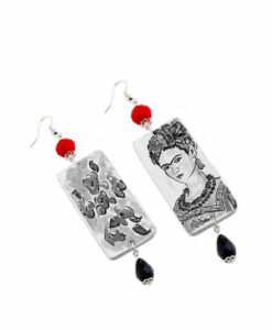 Orecchini dipinti a mano – Passione per Frida black and white