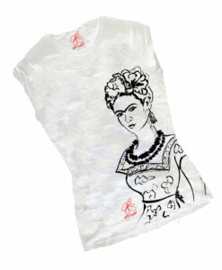 T-shirt dipinta a mano – Passione per Frida black and white