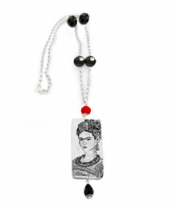 Collana dipinta a mano – Passione per Frida black and white