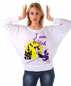 Maglia pipistrello dipinta a mano - I am witch