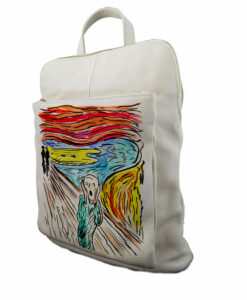 Borsa zaino dipinta a mano – L’urlo di Munch cartoon color