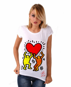 Maglietta dipinta a mano - Omaggio a Keith Haring