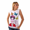 T-shirt in cotone dipinta a mano - Mi Amor! Frida Kahlo