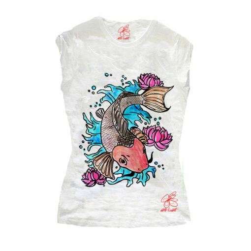 T-shirt in cotone dipinta a mano - Cat fish