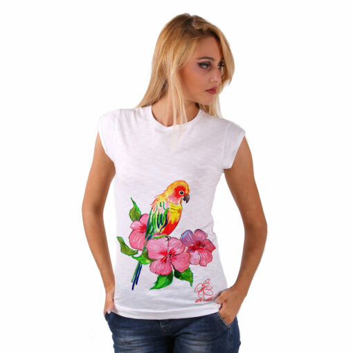 T-shirt dipinta a mano - Color bird