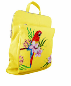 Borsa zaino dipinta a mano – Red parrot