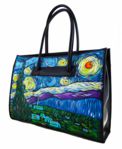 Borsa dipinta a mano - La notte stellata di Van Gogh