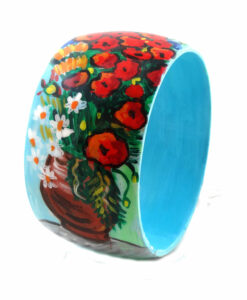 Bracciale dipinto a mano – Vaso con papaveri ed altri fiori di campo di Van Gogh