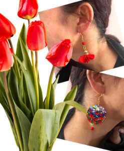 Orecchini dipinti a mano – Tulipani rossi
