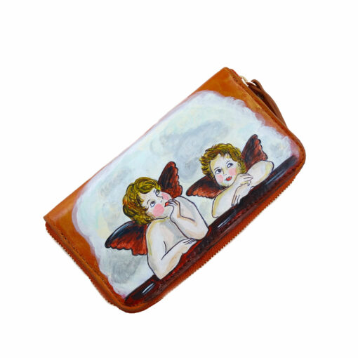 Portafoglio in pelle dipinto a mano – Cherubini di Raffaello Sanzio