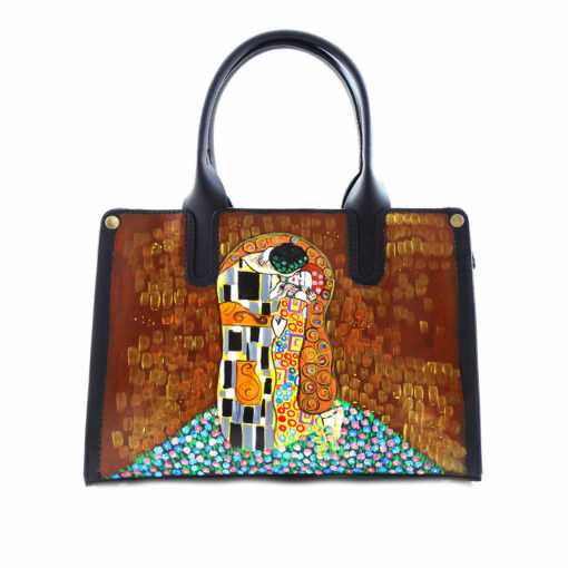 Borsa in pelle dipinta a mano – Il bacio di Klimt