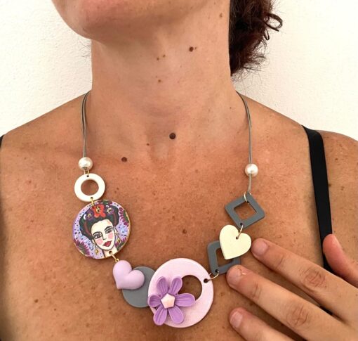 Collana dipinta a mano – Mi Amor! Frida Kahlo