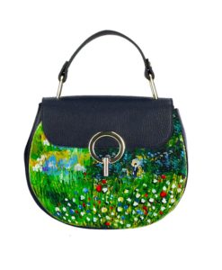 Borsa dipinta a mano – Donna con parasole in giardino di Renoir