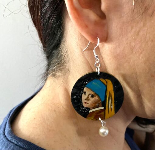Orecchini dipinti a mano – Ragazza con l’orecchino di perla di Vermeer