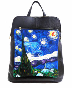 Borsa zaino dipinta a mano – La notte stellata di Van Gogh
